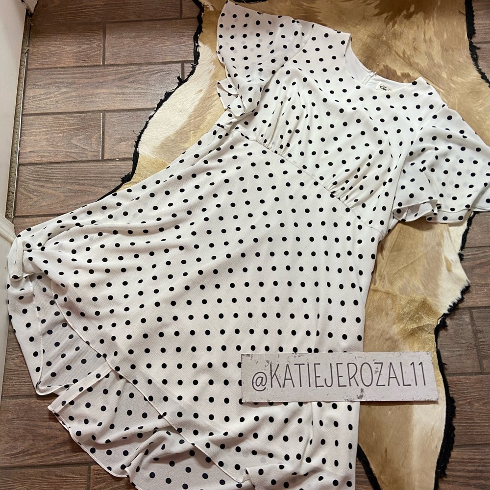 Eliza j size 18w dress white black Polka Dots